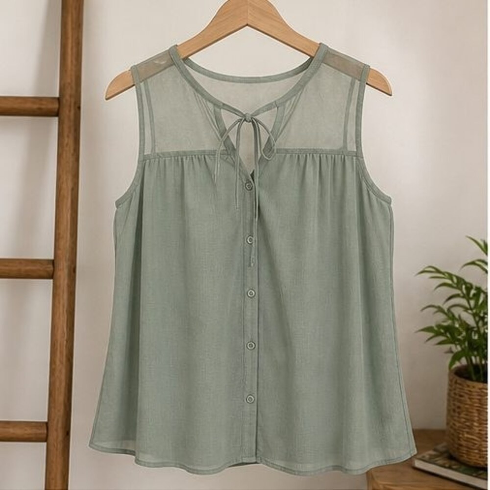 Sage Tie Neck Blouse